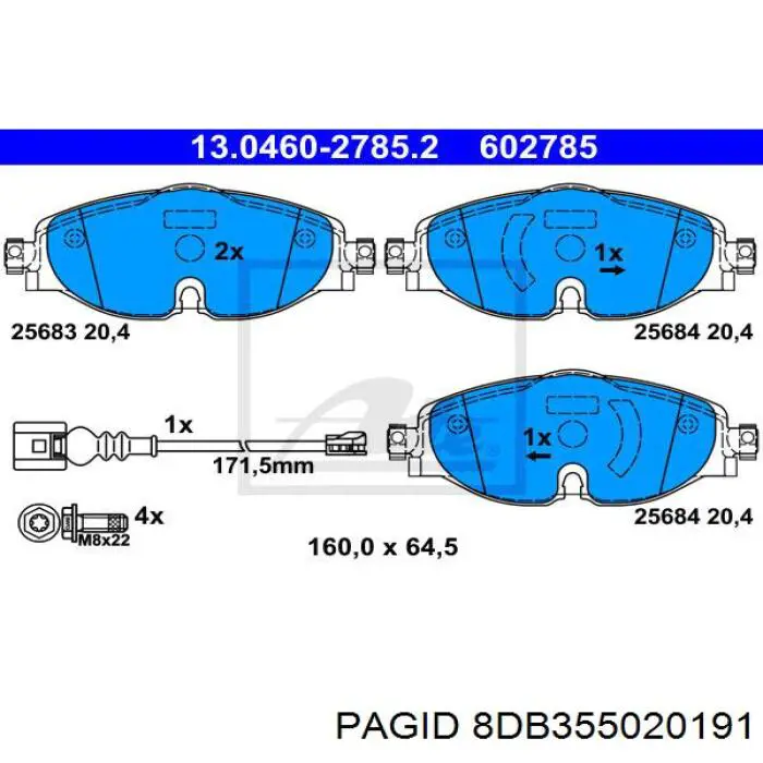 8DB355020191 HELLA-PAGID колодки тормозные передние дисковые