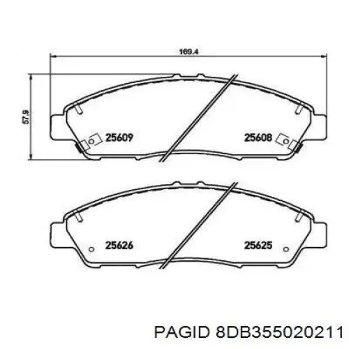 Передние тормозные колодки 8DB355020211 HELLA-PAGID