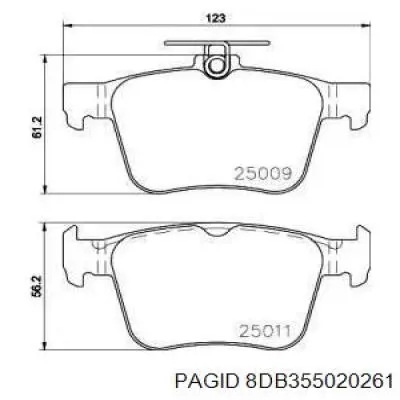 8DB355020261 HELLA-PAGID колодки тормозные задние дисковые