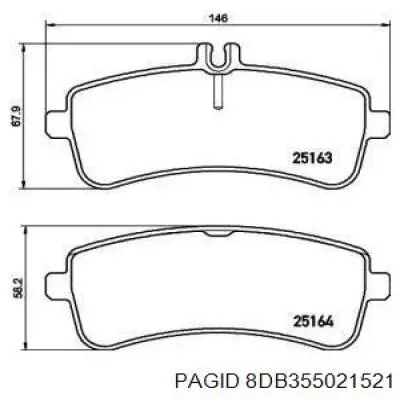 Задние тормозные колодки 8DB355021521 HELLA-PAGID