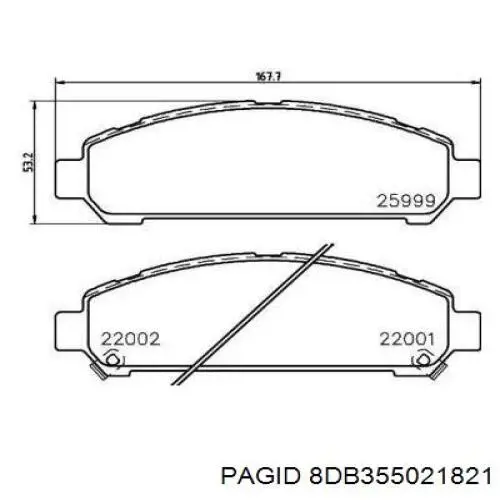 Передние тормозные колодки 8DB355021821 HELLA-PAGID