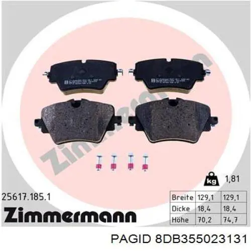 Передние тормозные колодки 8DB355023131 HELLA-PAGID