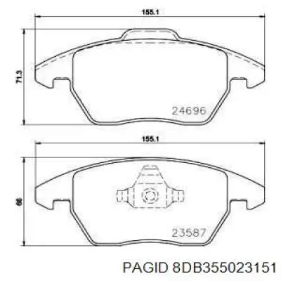 Передние тормозные колодки 8DB355023151 HELLA-PAGID