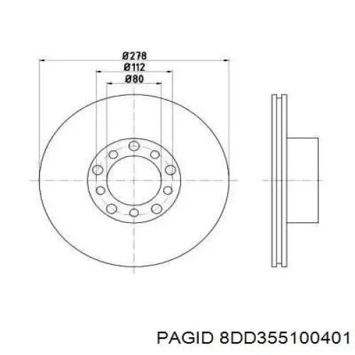 Передние тормозные диски 8DD355100401 HELLA-PAGID