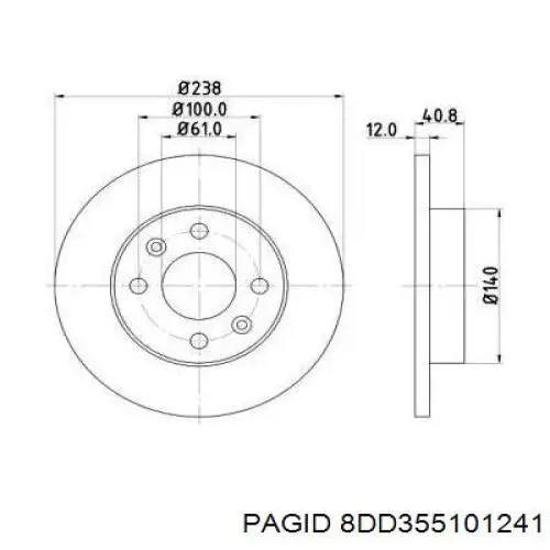8DD355101241 HELLA-PAGID диск тормозной передний