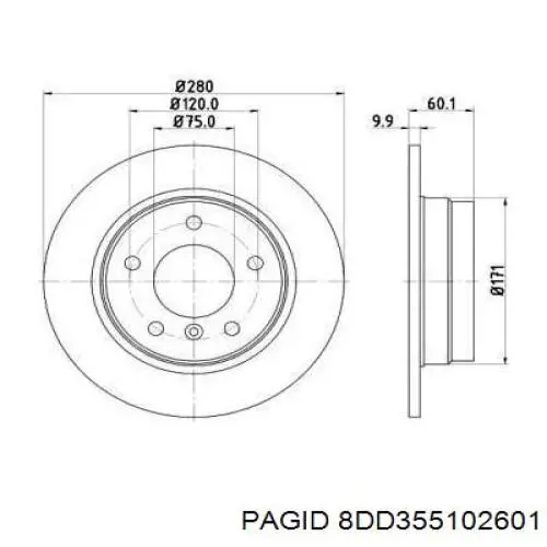 8DD 355 102-601 HELLA-PAGID диск тормозной задний