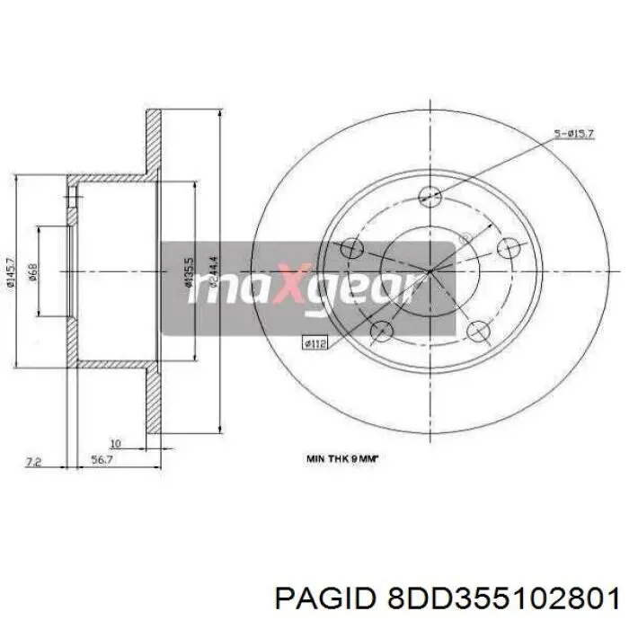 8DD355102801 HELLA-PAGID Дисковый тормоз
