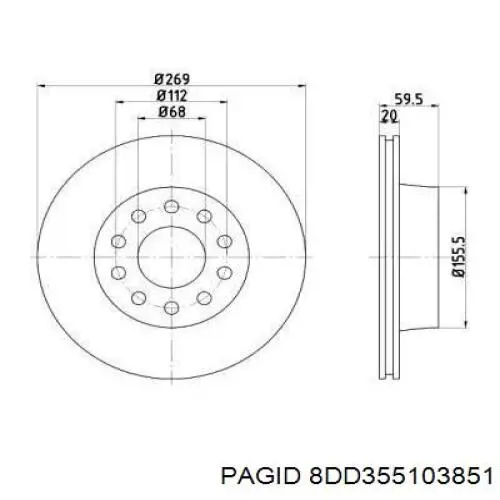 Тормозные диски 8DD355103851 HELLA-PAGID