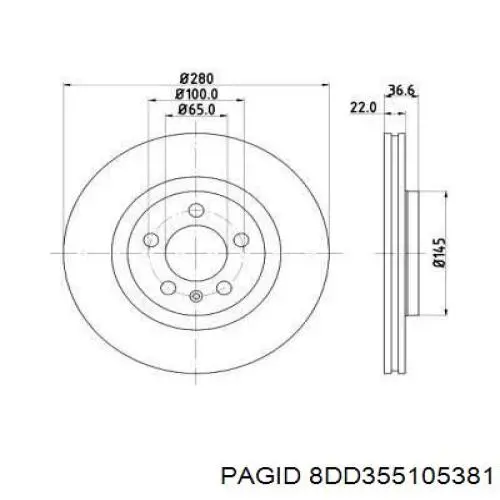 8DD355105381 HELLA-PAGID диск тормозной передний