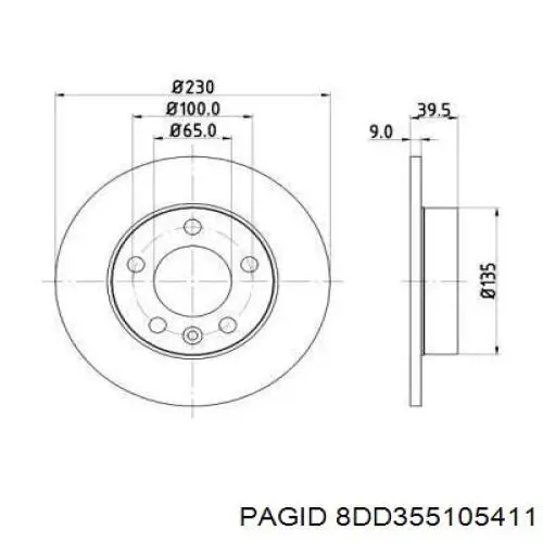 8DD355105411 HELLA-PAGID диск тормозной задний