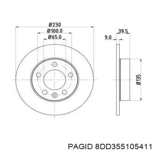 Тормозные диски 8DD355105411 HELLA-PAGID