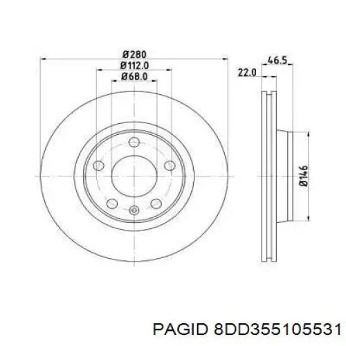 8DD355105531 HELLA-PAGID диск тормозной передний