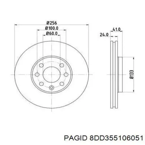 8DD355106051 HELLA-PAGID диск тормозной передний