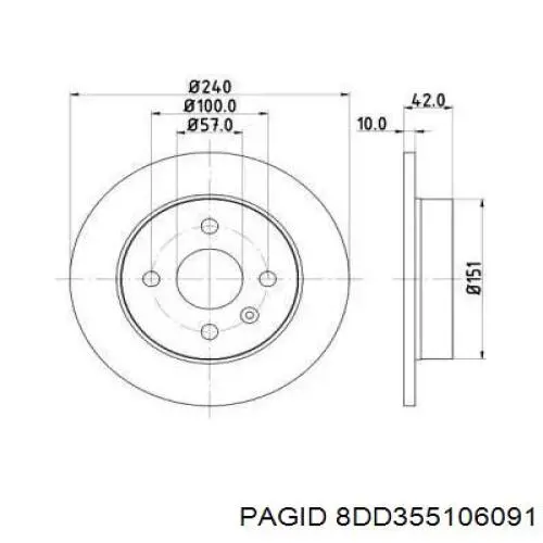 8DD355106091 HELLA-PAGID диск тормозной задний