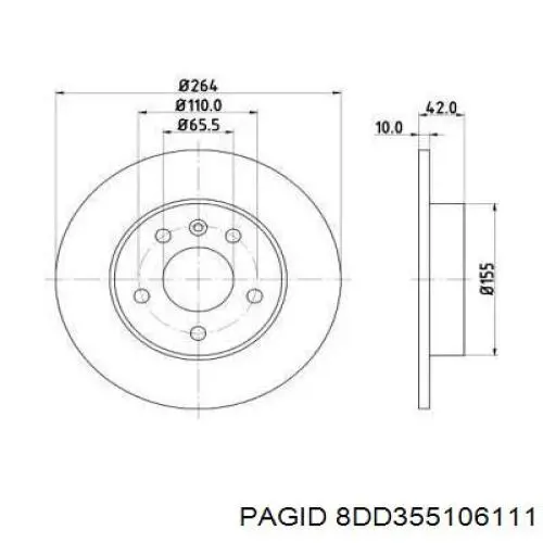 8DD355106111 HELLA-PAGID диск тормозной задний