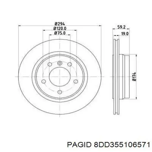 8DD355106571 HELLA-PAGID диск тормозной задний