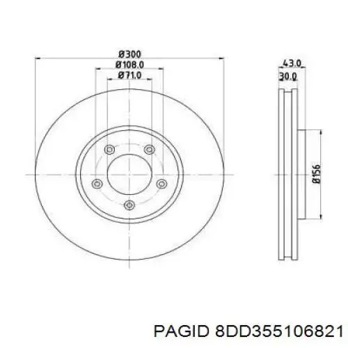 Передние тормозные диски 8DD355106821 HELLA-PAGID