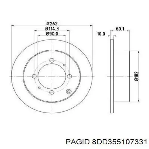 8DD355107331 HELLA-PAGID диск тормозной задний