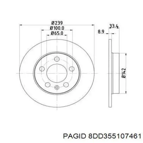 Тормозные диски 8DD355107461 HELLA-PAGID