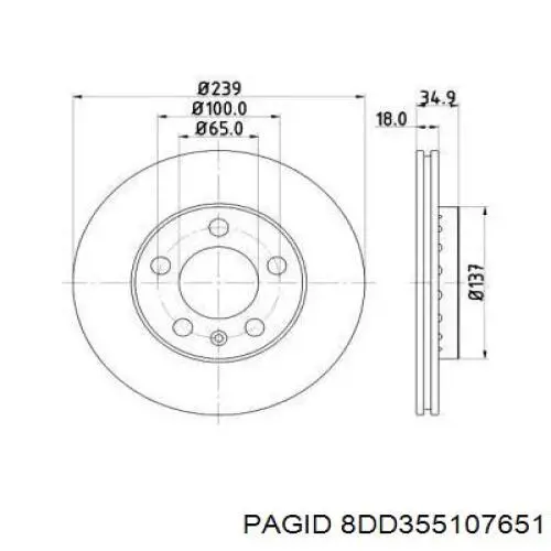 8DD355107651 HELLA-PAGID диск тормозной передний