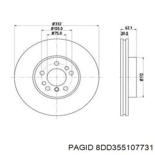8DD355107731 HELLA-PAGID диск тормозной передний