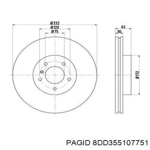 8DD355107751 HELLA-PAGID диск тормозной передний