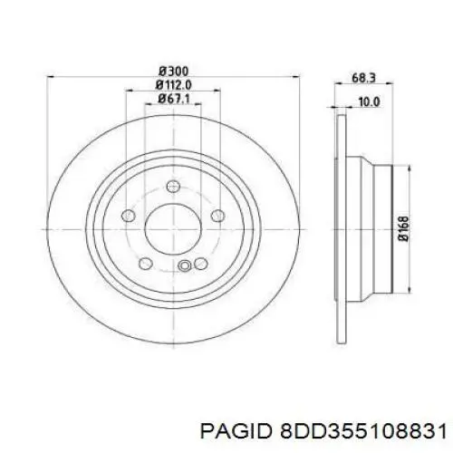 8DD355108831 HELLA-PAGID диск тормозной задний