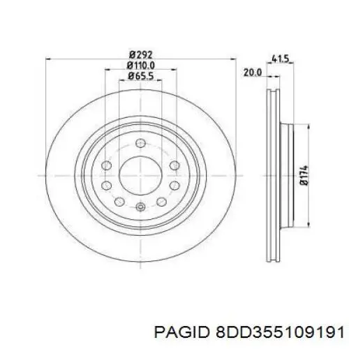 8DD355109191 HELLA-PAGID диск тормозной задний