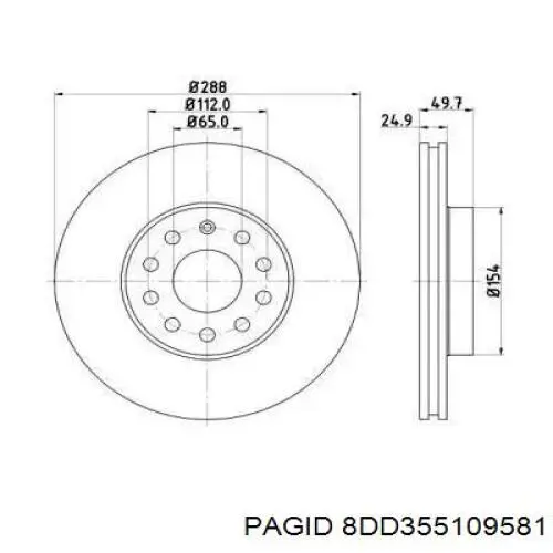 8DD 355 109-581 HELLA-PAGID диск тормозной передний