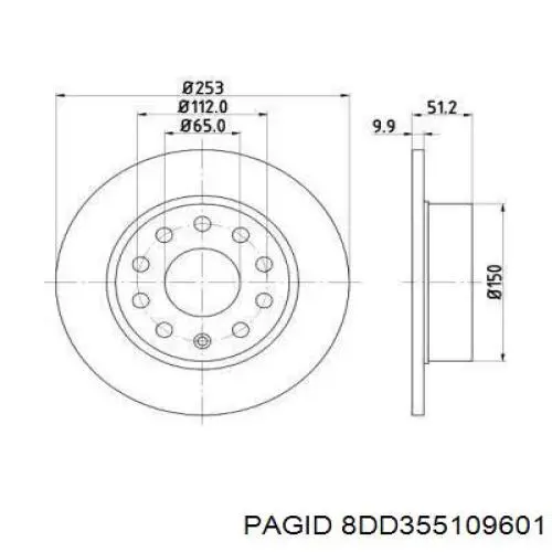 8DD 355 109-601 HELLA-PAGID диск тормозной задний