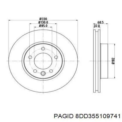 8DD355109741 HELLA-PAGID диск тормозной передний