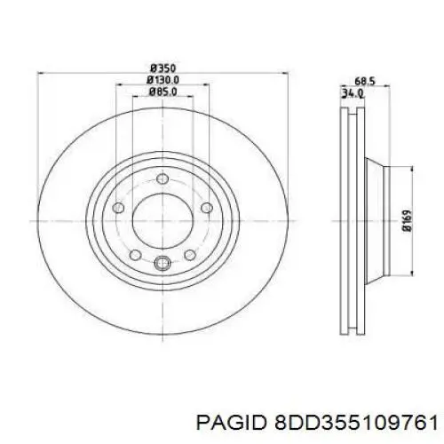8DD355109761 HELLA-PAGID диск тормозной передний