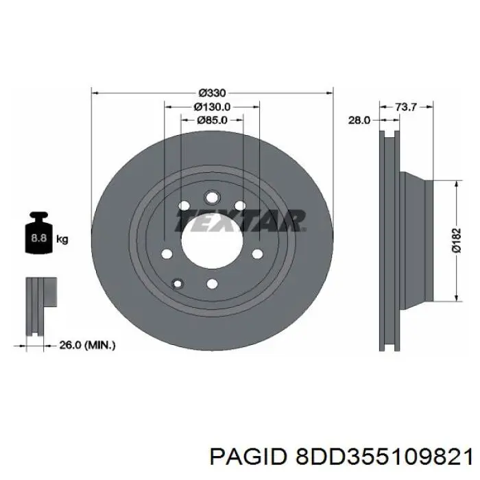 8DD355109821 HELLA-PAGID Дисковый тормоз