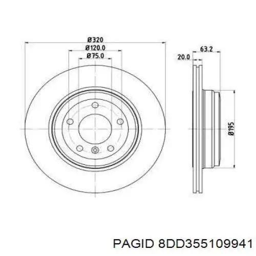 8DD355109941 HELLA-PAGID диск тормозной задний