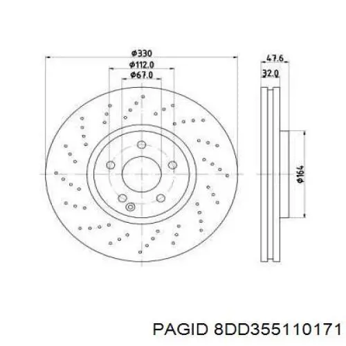 8DD355110171 HELLA-PAGID диск тормозной передний