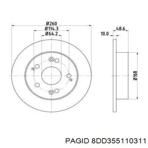 Тормозные диски 8DD355110311 HELLA-PAGID