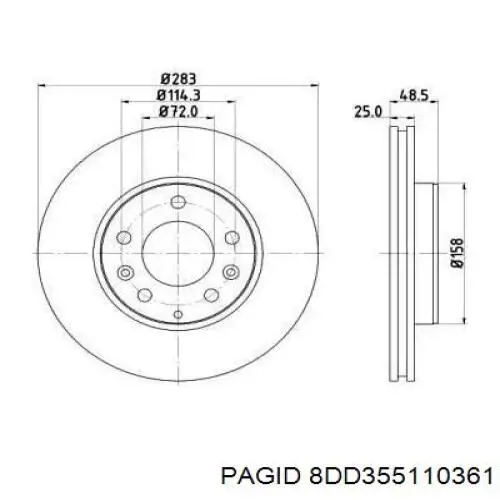 8DD355110361 HELLA-PAGID диск тормозной передний
