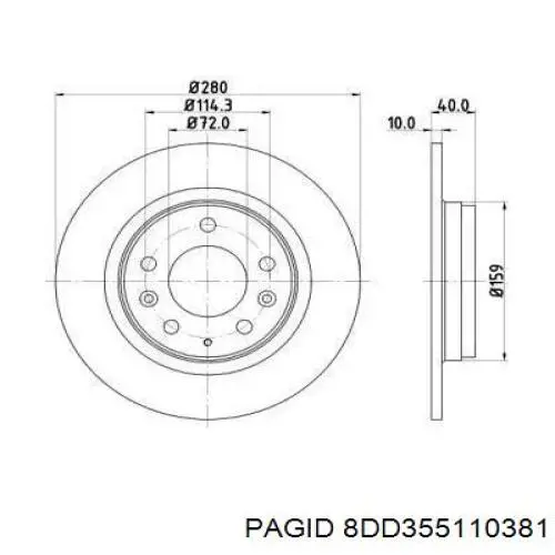 8DD355110381 HELLA-PAGID тормозные диски