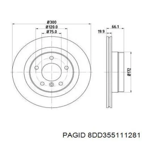8DD355111281 HELLA-PAGID диск тормозной задний