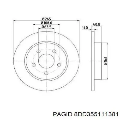 Тормозные диски 8DD355111381 HELLA-PAGID