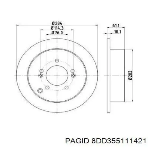 8DD355111421 HELLA-PAGID диск тормозной задний