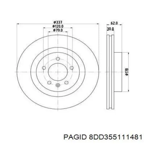 Передние тормозные диски 8DD355111481 HELLA-PAGID