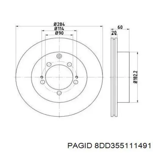 8DD 355 111-491 HELLA-PAGID тормозные диски