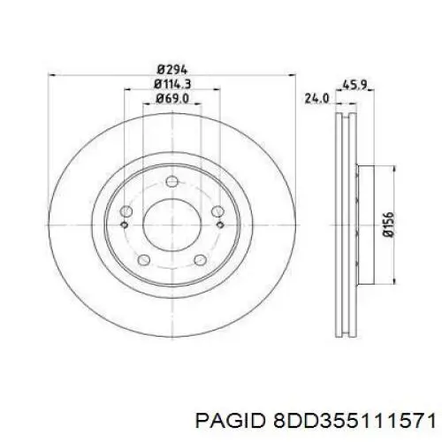 8DD355111571 HELLA-PAGID диск тормозной передний