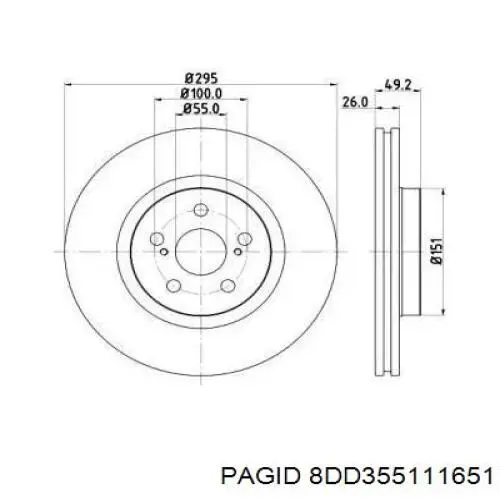 8DD355111651 HELLA-PAGID диск тормозной передний