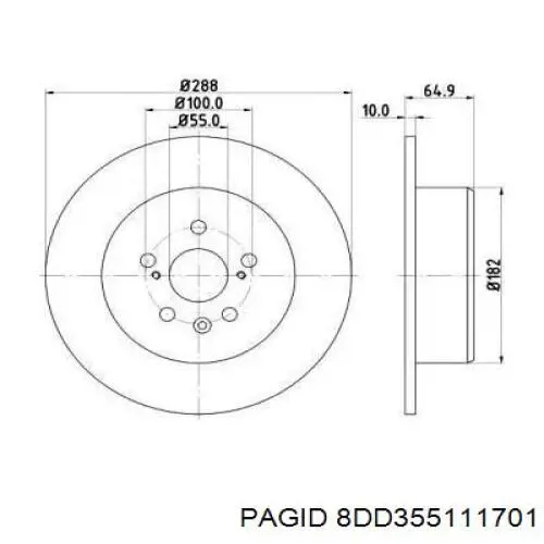 Тормозные диски 8DD355111701 HELLA-PAGID