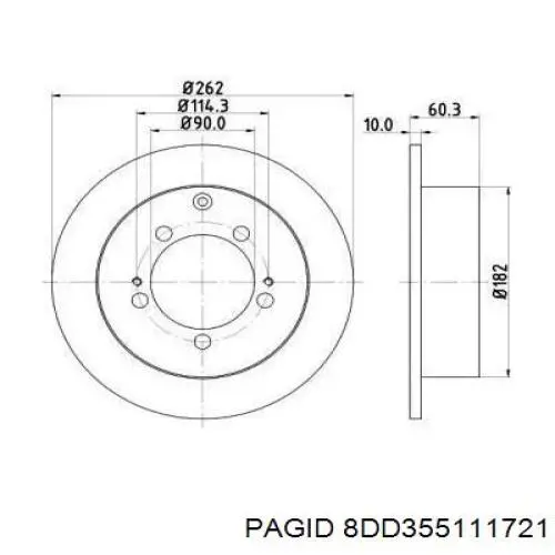 8DD355111721 HELLA-PAGID диск тормозной задний