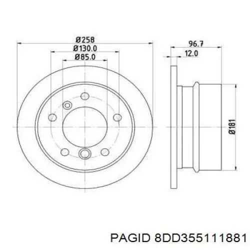 8DD355111881 HELLA-PAGID диск тормозной задний