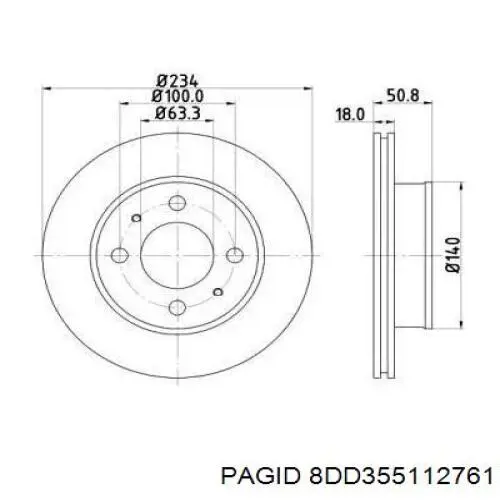 8DD355112761 HELLA-PAGID диск тормозной передний