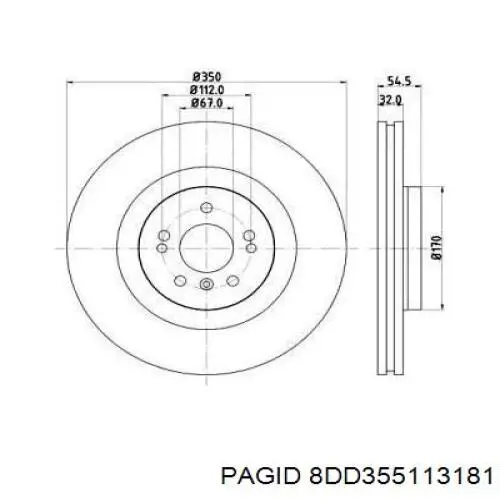 8DD355113181 HELLA-PAGID диск тормозной передний